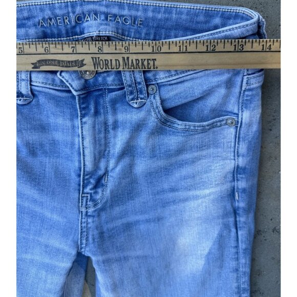 American Eagle Size 4 Festival Flare Light Wash Jeans Boho Hippy Skater Preppy - Picture 4 of 8